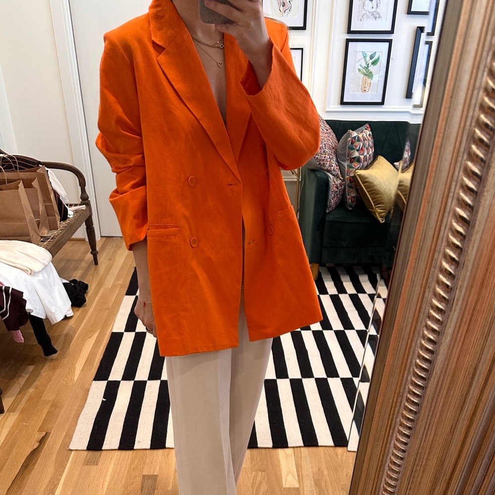 Cleobella Orange Blazer Structured Suit Jacket